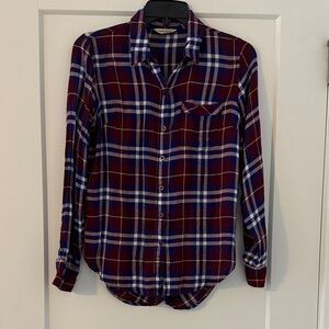 Lucky Brand Red and Blue Plaid Casual Shirt